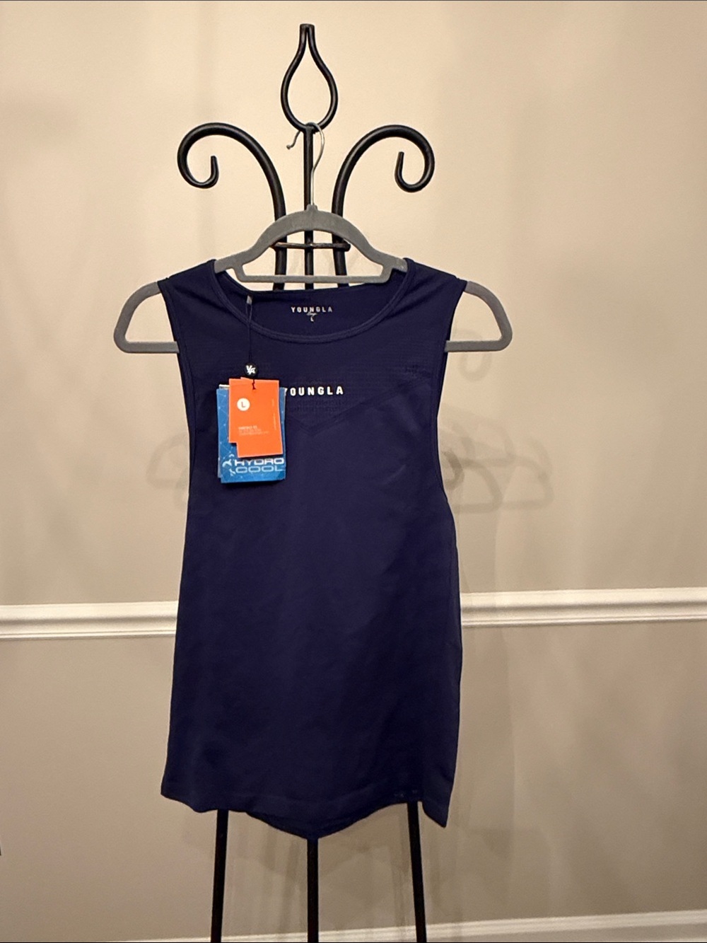 YoungLA YLA2704 Compression Rib Training Shirt Navy Men’s Large NWT